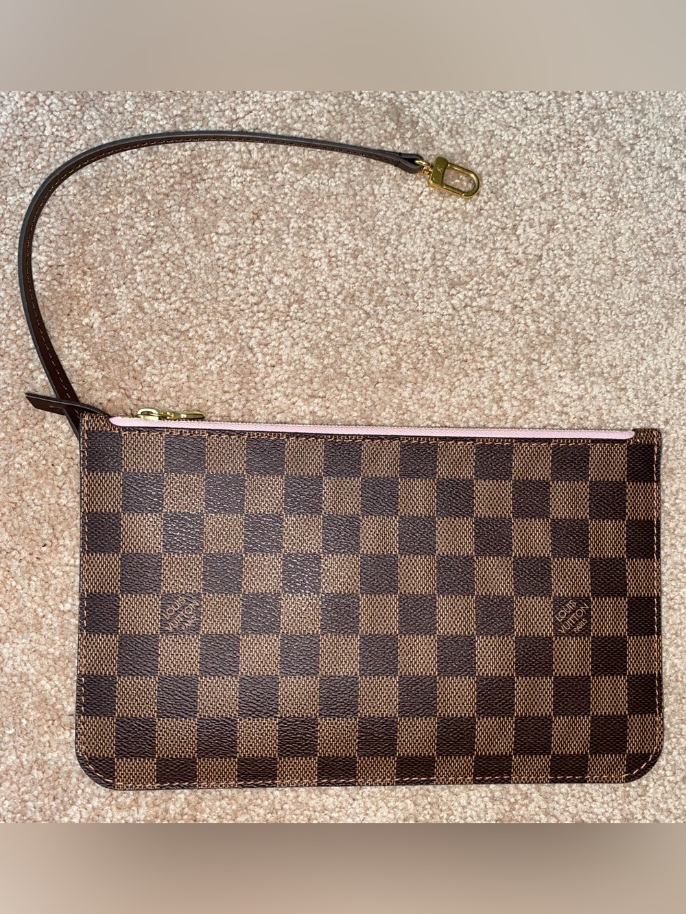 LOUIS VUITTON | Damier Ebene Neverfull MM GM Pochette | Rose Ballerine